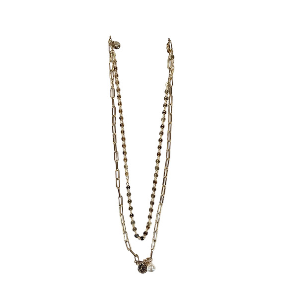 NWT J. Crew Gold Small Coin and Pearl Layering Necklace - Picture 4 of 7